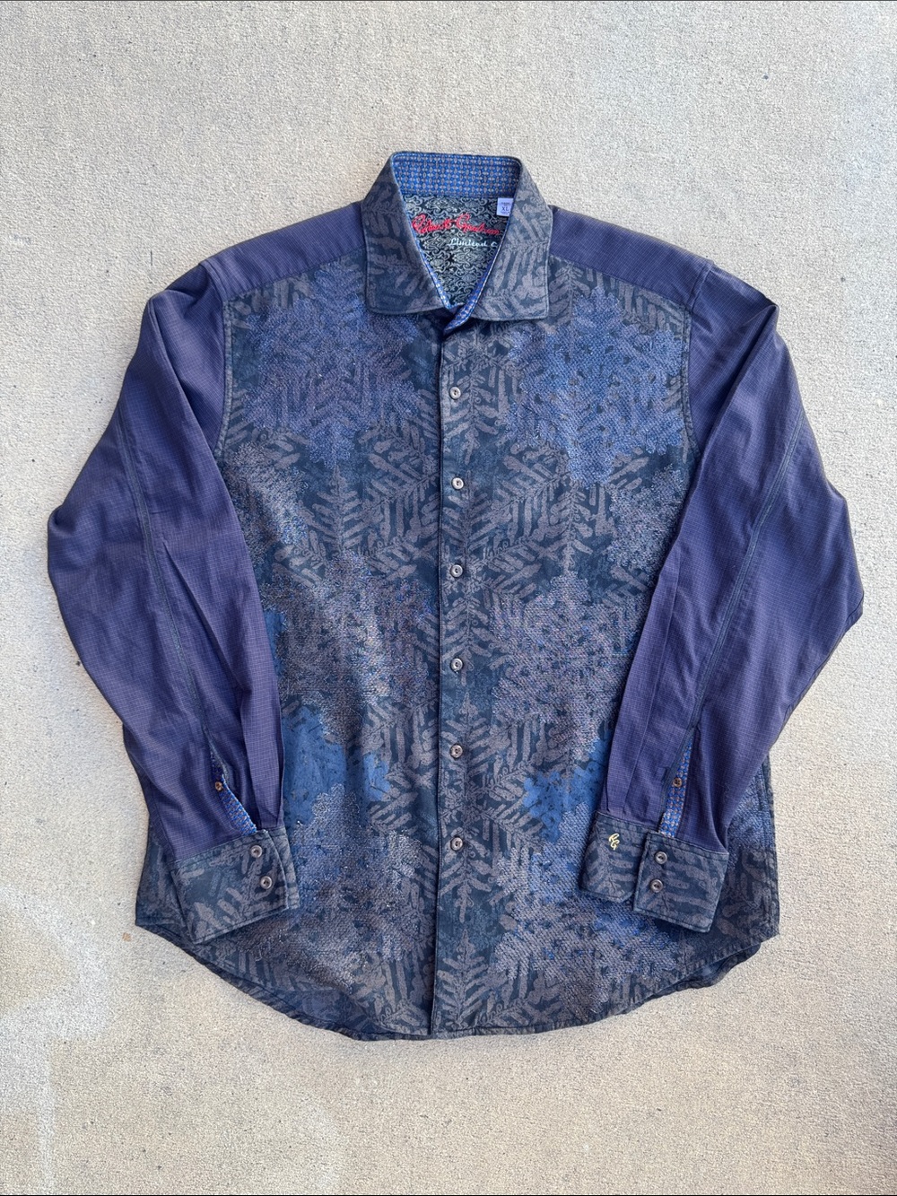 Robert Graham Limited Edition Men's Navy Long-Sleeve Snowflake Shirt XL